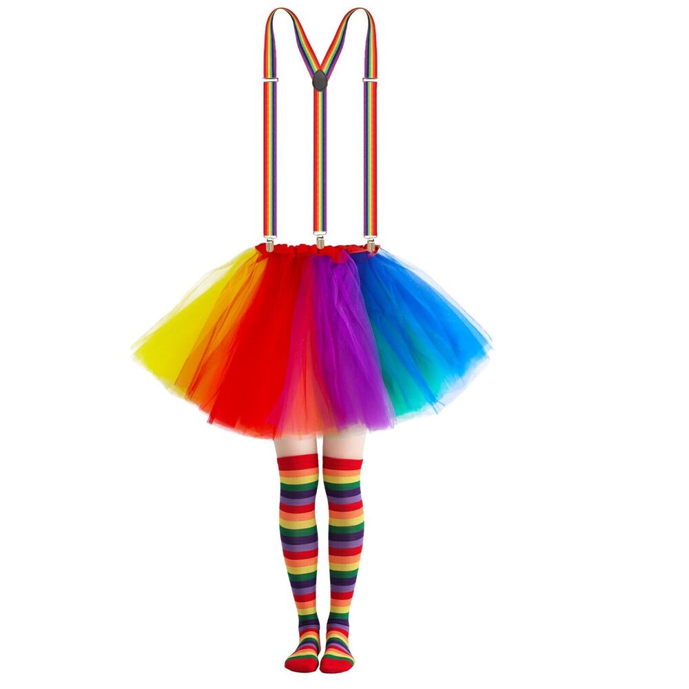 7376 3pcs Rainbow Women's Tutus Costume Layered Colorful Tulle